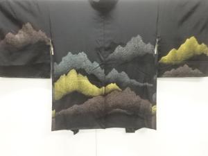 大正ロマン　漆山並模様織り出し一つ紋絵羽織